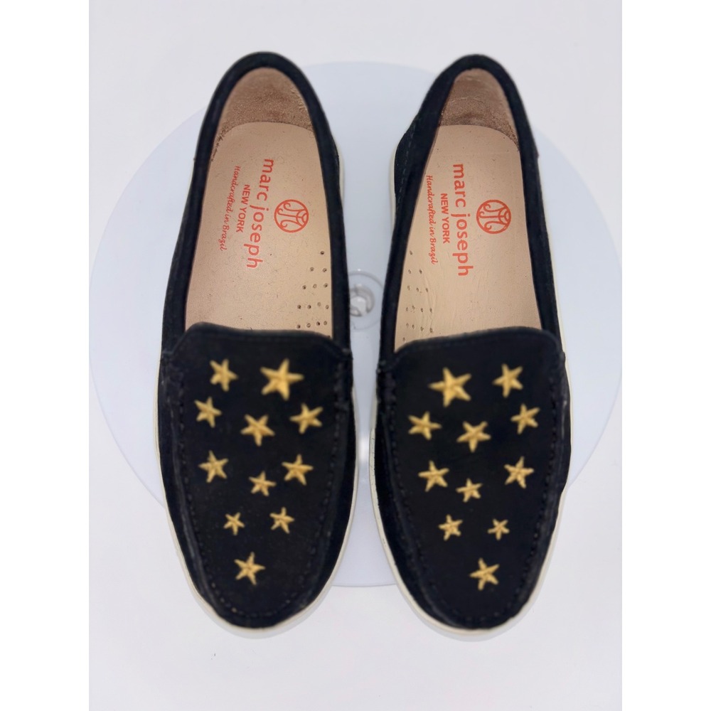 MARC JOSEPH New York Kids Suede Loafer Shoe‎ Black Star Leather 12 Toddler - Picture 2 of 8